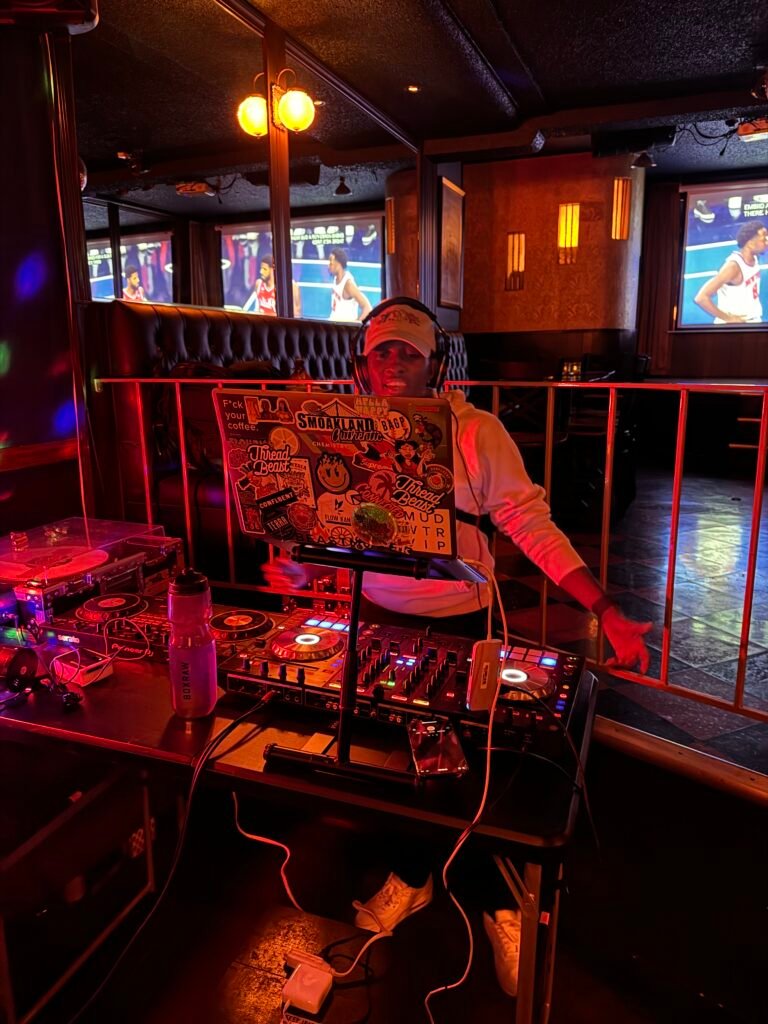 DJ J Carbon performing live in the DJ booth