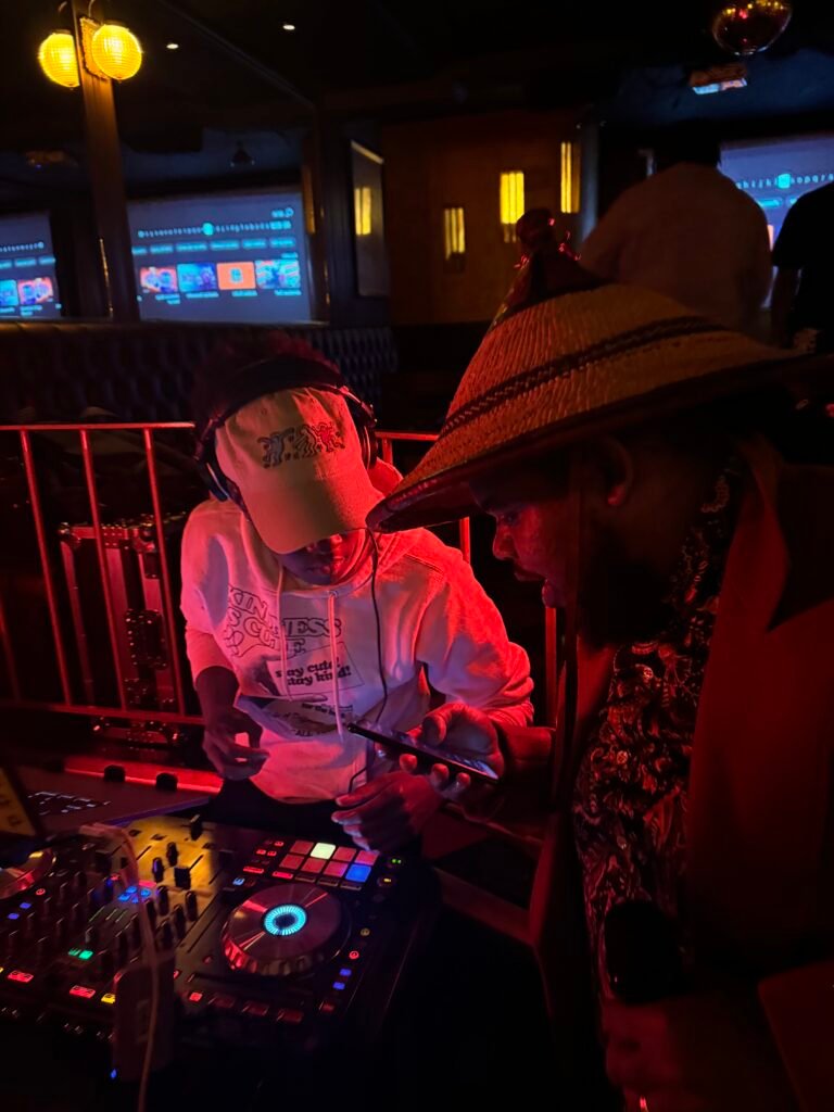 DJ J Carbon performing live in the DJ booth