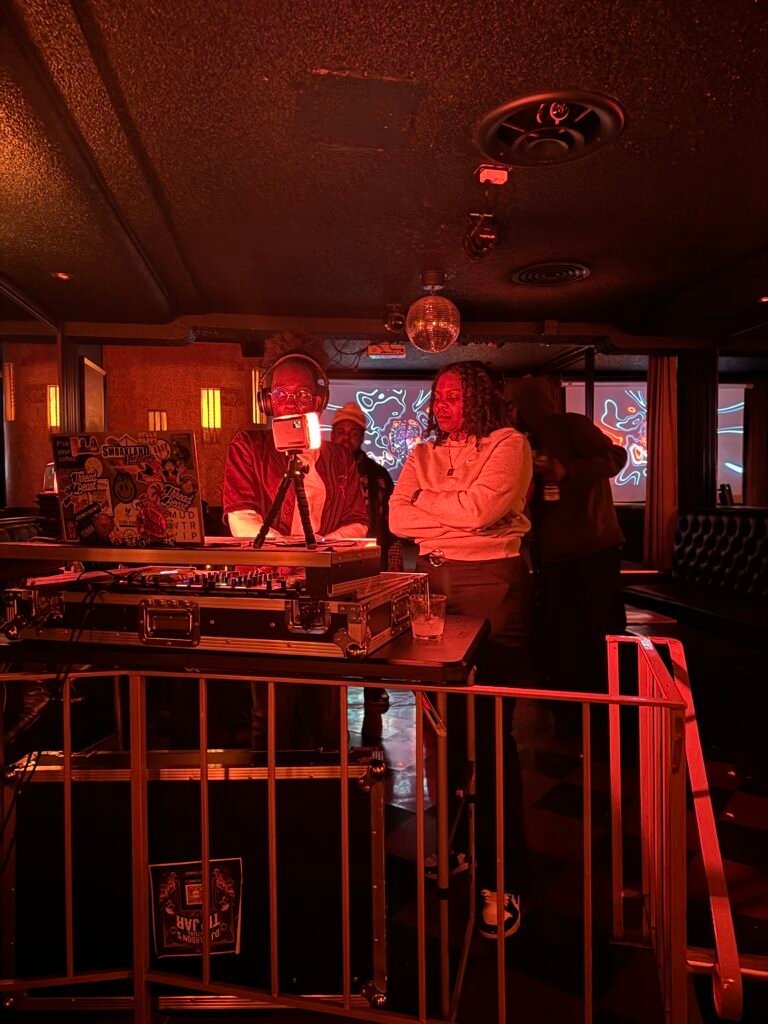 DJ J Carbon performing live in the DJ booth
